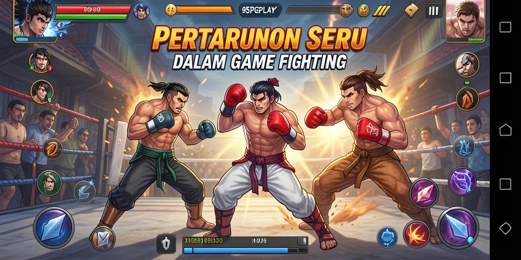 Screenshot utama menampilkan aksi pertarungan dari game Fighting yang mendebarkan.