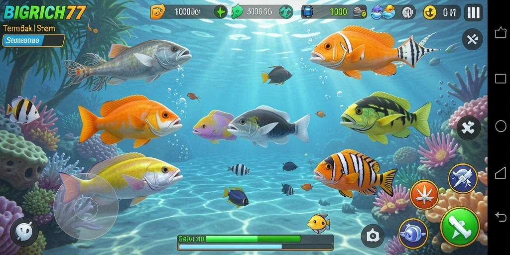Tampilan gameplay Tembak Ikan yang seru dan menegangkan.