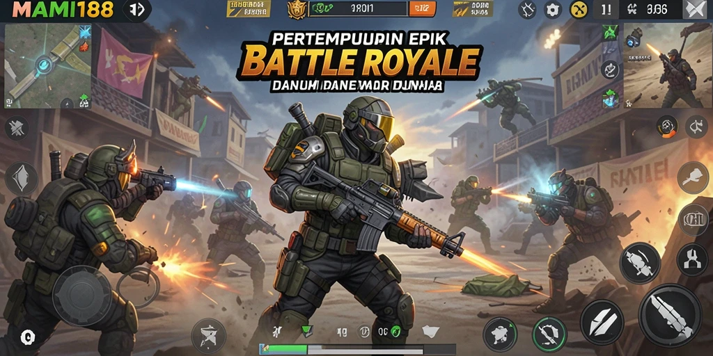Screenshot gameplay MAMI188 menunjukkan aksi seru dalam pertempuran Battle Royale.