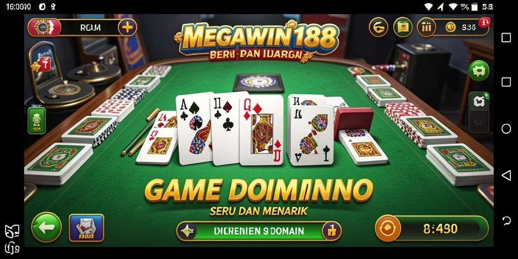 Gameplay seru MEGAWIN188 yang menggambarkan permainan domino.