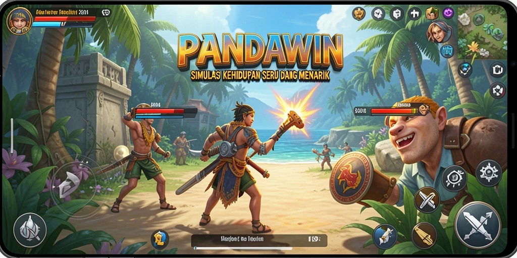 Screenshot gameplay PANDAWIN menampilkan aksi seru dan interaksi karakter.