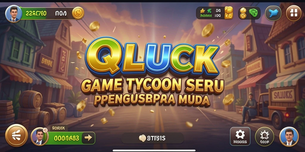 Screenshot QGLUCK menampilkan gameplay seru sebagai pengusaha sukses.