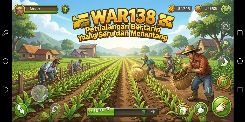 Tampilan screenshot utama WAR138 menunjukkan aktivitas berkebun yang seru.